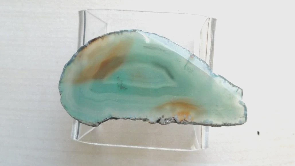 Piedra ágata verde en lámina fina pulida larga 6,5 cm / 11,53 g – photo 2